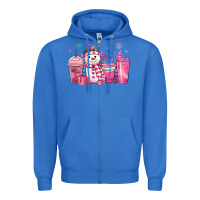 True Royal pink christmas snowman coffee cups Zipper Hoodie - MaliasSmallBusiness