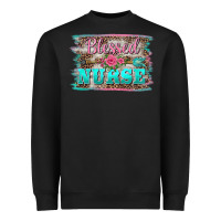 Black western blessed nurse pink floral arrow  background Heavyweight Sweatshirt - BarkalooDesign
