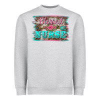Heather Grey western blessed nurse pink floral arrow  background Heavyweight Sweatshirt - BarkalooDesign