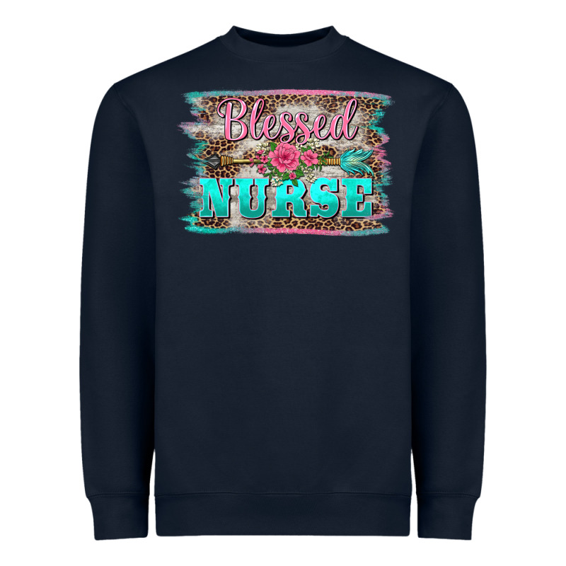 Western Blessed Nurse Pink Floral Arrow  Background Heavyweight Sweatshirt by BarkalooDesign | Teevron