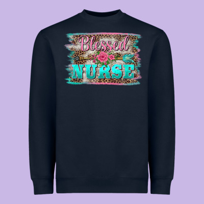 Western Blessed Nurse Pink Floral Arrow  Background Heavyweight Sweatshirt Designed By Barkaloodesign