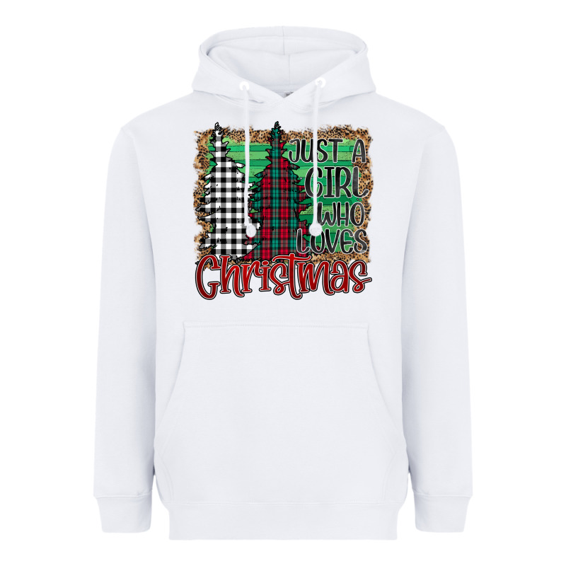 Womens Just A Girl Who Loves Christmas Funny Heavyweight Hoodie by Bettercallsaul | Teevron