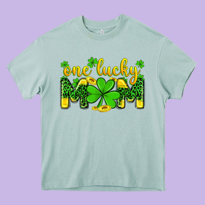 One Lucky Mom Heavy Core Tee Designed By Zillion Design Studio