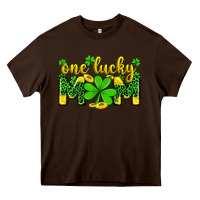 Chocolate Brown one lucky mom Heavy Core Tee - Zillion Design Studio