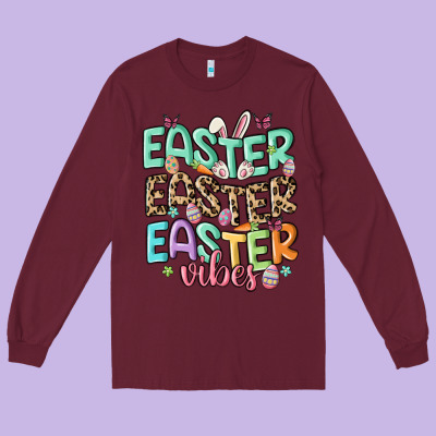 Easter Vibes Long Sleeve Tee Designed By Maliassmallbusiness