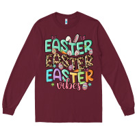 Burgundy easter vibes Long Sleeve Tee - MaliasSmallBusiness