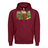Burgundy teacher fall Zipper Hoodie - MaliasSmallBusiness