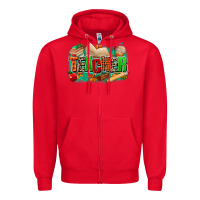 Red teacher fall Zipper Hoodie - MaliasSmallBusiness