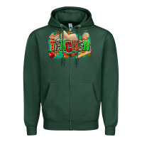 Sports Green teacher fall Zipper Hoodie - MaliasSmallBusiness