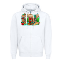 White teacher fall Zipper Hoodie - MaliasSmallBusiness