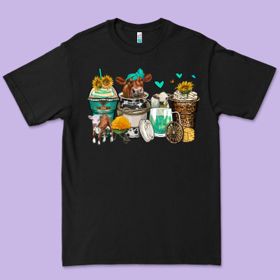 Cows Coffee Cups Premium Tee Designed By Zillion Design Studio