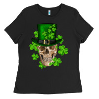 Black st. patrick's day skull Ladies Tee - RanaPortraitStore