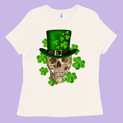 St. Patrick's Day Skull Ladies Tee Designed By Ranaportraitstore