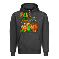 Charcoal Heather fall for jesus he never leaves Zipper Hoodie - MaliasSmallBusiness