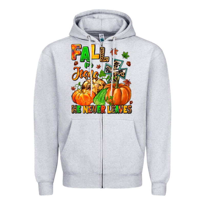 Fall For Jesus He Never Leaves Zipper Hoodie by MaliasSmallBusiness | Teevron