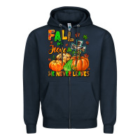 Navy fall for jesus he never leaves Zipper Hoodie - MaliasSmallBusiness