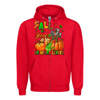 Red fall for jesus he never leaves Zipper Hoodie - MaliasSmallBusiness