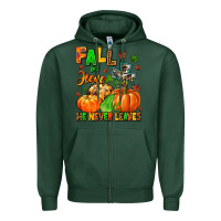 Sports Green fall for jesus he never leaves Zipper Hoodie - MaliasSmallBusiness