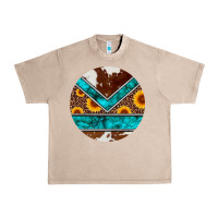 French Oak turquoise cowhide leopard sunflowers round Urban Heavy Tee - Artiststas