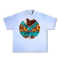 Grape Ice turquoise cowhide leopard sunflowers round Urban Heavy Tee - Artiststas