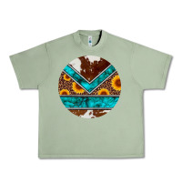 Oil Green turquoise cowhide leopard sunflowers round Urban Heavy Tee - Artiststas