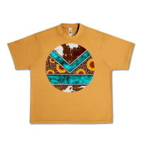 Peanut Butter turquoise cowhide leopard sunflowers round Urban Heavy Tee - Artiststas