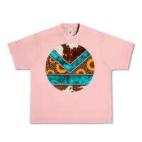 Salmon turquoise cowhide leopard sunflowers round Urban Heavy Tee - Artiststas