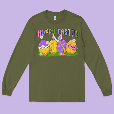 Hoppy Easter Long Sleeve Tee Designed By Maliassmallbusiness