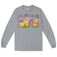 Heather Grey hoppy easter Long Sleeve Tee - MaliasSmallBusiness