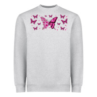 Heather Grey floral breast cancer butterfly Heavyweight Sweatshirt - Jasminsmagicworld
