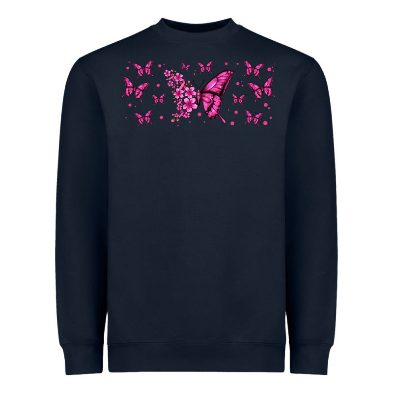 Floral Breast Cancer Butterfly Heavyweight Sweatshirt by Jasminsmagicworld | Teevron