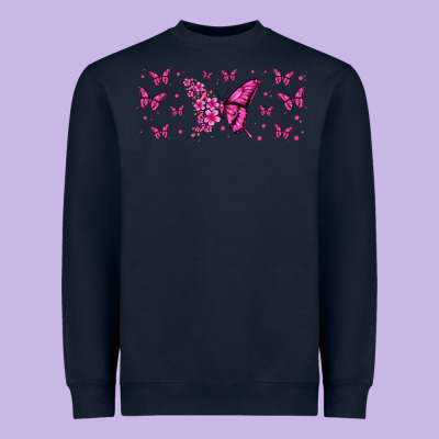 Floral Breast Cancer Butterfly Heavyweight Sweatshirt Designed By Jasminsmagicworld