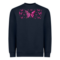Navy floral breast cancer butterfly Heavyweight Sweatshirt - Jasminsmagicworld