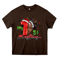 Chocolate Brown my first christmas african girl Heavy Core Tee - BarkalooDesign
