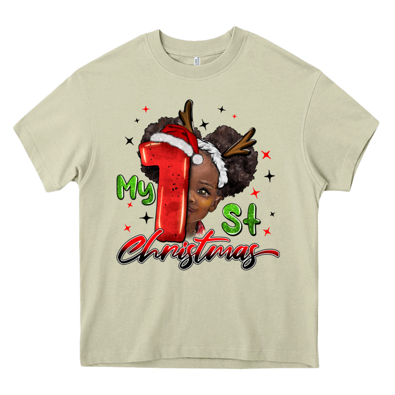 My First Christmas African Girl Heavy Core Tee by BarkalooDesign | Teevron