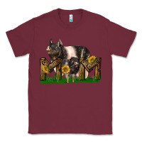 Burgundy Western Mom With Hampshire Pig And Baby Pig Classic Tee - LillyAllenDesigns