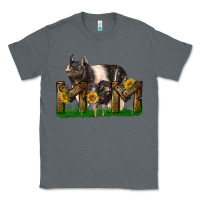Charcoal Heather Western Mom With Hampshire Pig And Baby Pig Classic Tee - LillyAllenDesigns