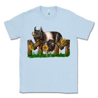Dusty Blue Western Mom With Hampshire Pig And Baby Pig Classic Tee - LillyAllenDesigns