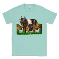 Western Mom With Hampshire Pig And Baby Pig Classic Tee | Teevron