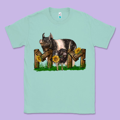Western Mom With Hampshire Pig And Baby Pig Classic Tee Designed By Lillyallendesigns