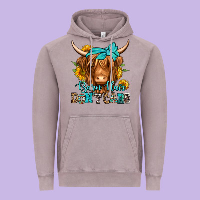 Barn Hair Don't Care Long Haired Cow Vintage Hoodie Designed By Jasminsmagicworld