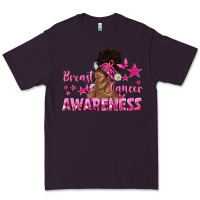 Plum Breast Cancer Awareness with Afro Woman Premium Tee - texasbilliewilder
