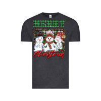 Vintage Black merry christmas snowman Vintage Tee - AdoDesignShop