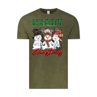 Vintage Olive merry christmas snowman Vintage Tee - AdoDesignShop