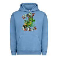 Pigment Pebble Blue Lucky Saurus Urban Hoodie - CowGirlArtShop