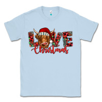 Dusty Blue love christmas highland cow and turquoise gemstone Classic Tee - Jasminsmagicworld