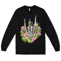 Black skeleton flowers Long Sleeve Tee - MaliasSmallBusiness