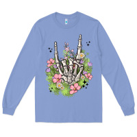 Colony Blue skeleton flowers Long Sleeve Tee - MaliasSmallBusiness