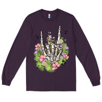 Plum skeleton flowers Long Sleeve Tee - MaliasSmallBusiness