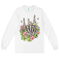 White skeleton flowers Long Sleeve Tee - MaliasSmallBusiness